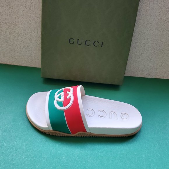NIB Gucci Pursuit interlocking G web rubber slides sandals IT 38/ US 8 - Picture 2 of 7